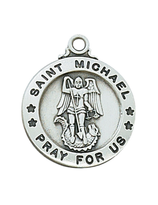 20mm Pewter St. Michael Medal with 24" L Silver Tone Chain St. Michael pewter medal Military Protection St. Michael Armed Forces Protection Armed Forces Guidance
