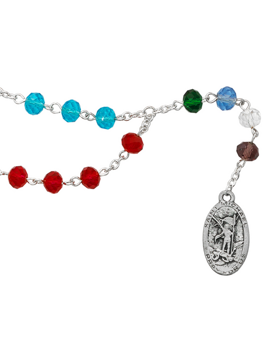 St. Michael Multi Color Crystal Beads Chaplet Military Protection St. Michael Armed Forces Protection Armed Forces Guidance
