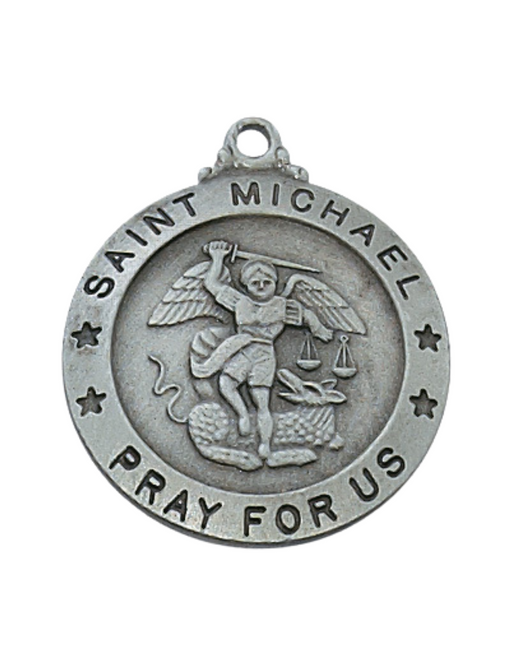 Pewter St. Michael Medal with 24" L Silver Tone Chain