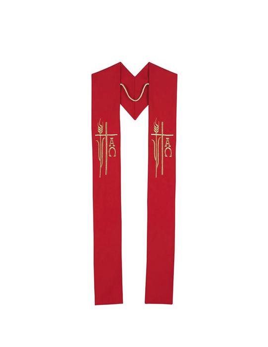 Embroidered Alpha Omega Stole Pentecost Embroidered Alpha Omega Stole Confirmation Embroidered Alpha Omega Stole Lent Embroidered Alpha Omega Stole Embroidered Alpha Omega Stole- Red 