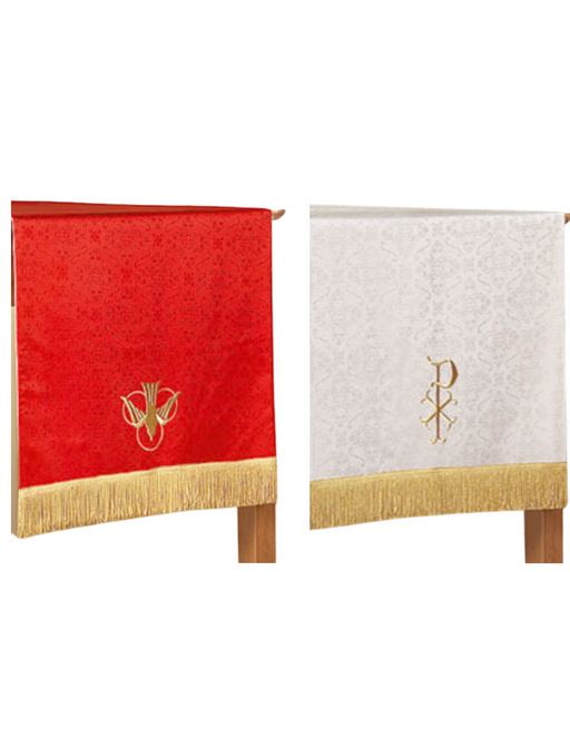 80" L Jacquard Reversible Red and White Table Runner with Fringe pentecost symbols pentecost symbolism pentecost items