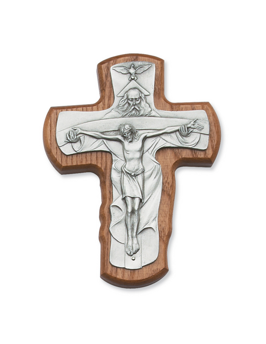 Walnut Stained Trinity Crucifix Holy Trinity Father, Son and the Holy Spirit Holy Trinity Catholic items Holy Trinity keepsakecrucifix catholic crucifix the crucifix 