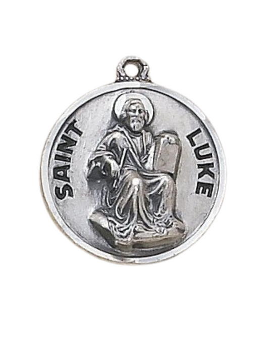  Saint Luke Sterling Patron Medal with 20" L Sterling Silver Chain