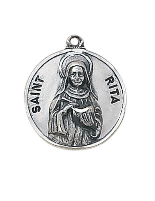 St. Rita Sterling Patron Medal with 18" L Chain