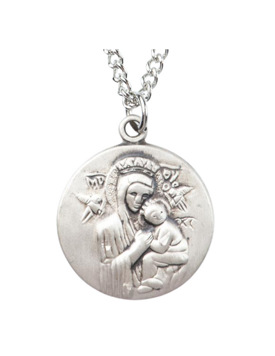Pewter Our Lady of Perpetual Help Medal wOur Lady of Perpetual Help symbols Our Lady of Perpetual Help present Our Lady of Perpetual Help gifts ith 18" Chain  Our Lady of Perpetual Help necklace