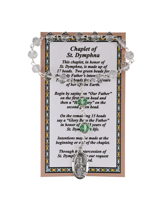 St. Dymphna Chaplet St. Dymphna Prayer Card St. Dymphna Chaplet and Card St. Dymphna Chaplet with Prayer Cards