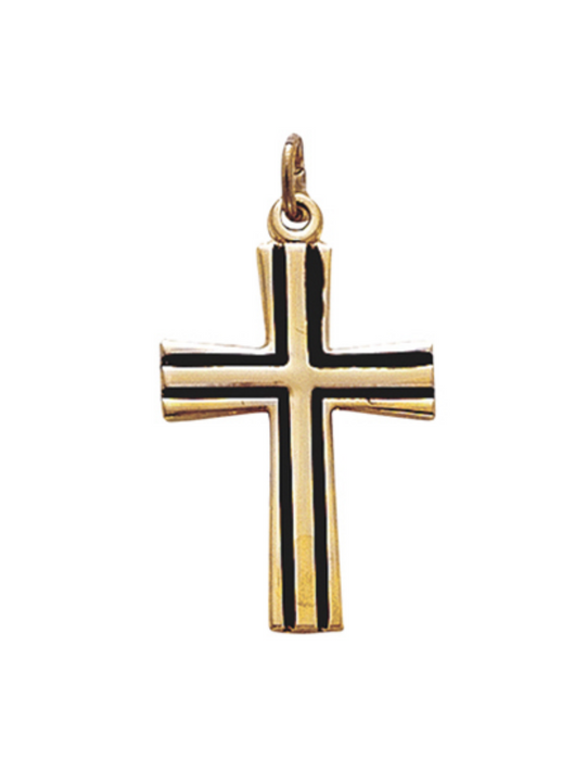 Gold over Sterling Silver with Black Fill Cross and 18" L Chain Gold over Sterling Silver Cross Necklace Cross Necklace Cross for Protection Necklace for Protection Cross Necklaces