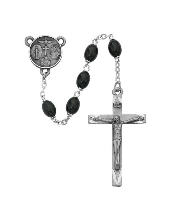 Black Oval Wood Rosary with 6x8mm Beads Rosary Gifts for Catholic Gifts Catholic Presents Rosary Gifts