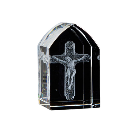 The Crucifix Etched Glass  Tower Crystal Crystal photo Glass Laser Etched image