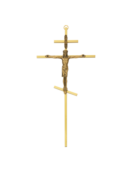 Brass Greek Crucifix with Gold Plated Corpus Brass Greek Crucifix Intercession wall crucifix Wooden catholic hanging crucifix decorative crucifix