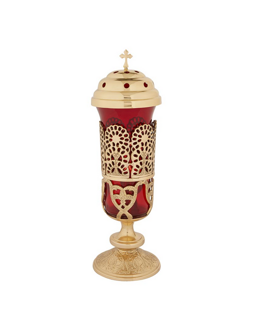 Ornate Sanctuary Lamp with Ruby Globe Sanctuary Lamp Ornate Altar Sanctuary Lamp Sanctuary Lamp with globe Traditional Sanctuary Lamp