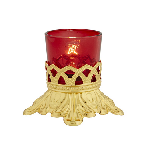 Small Electric Votive Glass Candle Holder with Ruby Glass