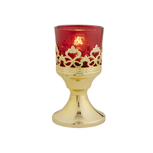 Standing Electric Votive Glass Candle Holder with Ruby Glass