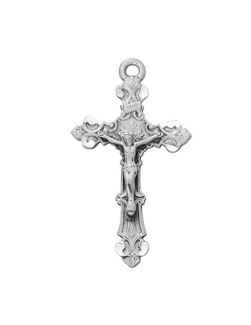 Pewter Crucifix with 24" L Silver Tone Chain Holy Medals Holy Medal Necklace Medals for Protection Necklace for Protection