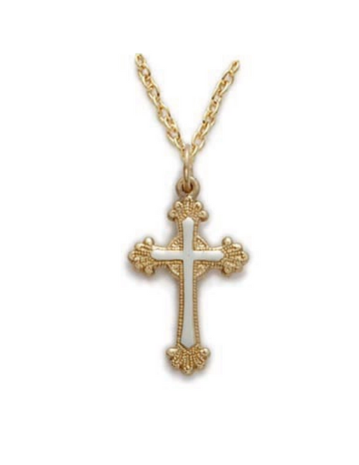 Two Tone Cross Pendant with 18" L Chain Cross Necklace Cross for Protection Necklace for Protection Cross Necklaces