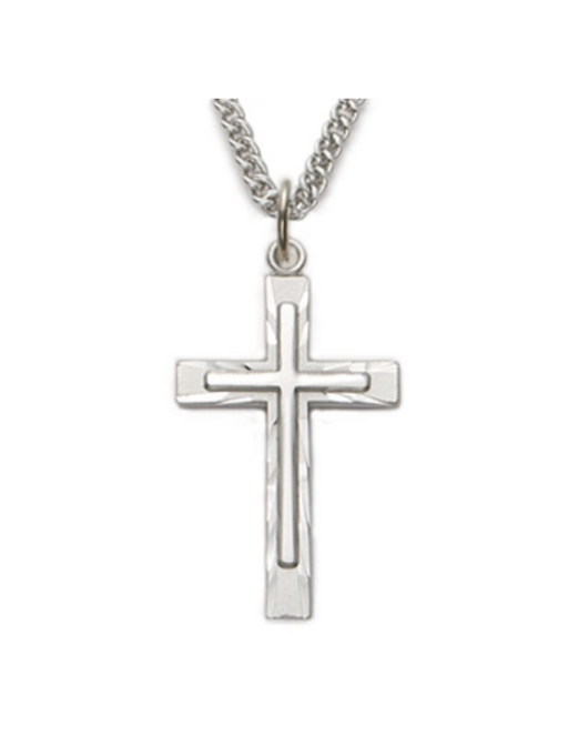 Sterling Silver Cross with 24" L Chain Cross Necklace Cross for Protection Necklace for Protection Cross Necklaces