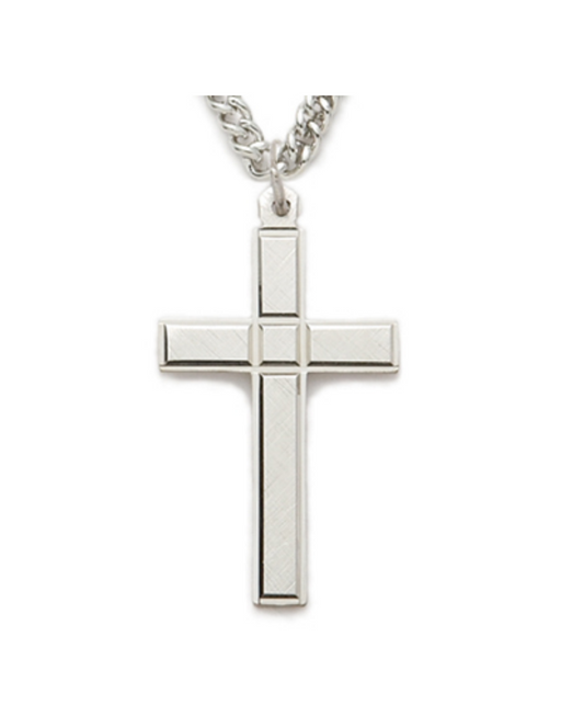 Sterling Silver Box Cross with 24" L Chain Cross Necklace Cross for Protection Necklace for Protection Cross Necklaces