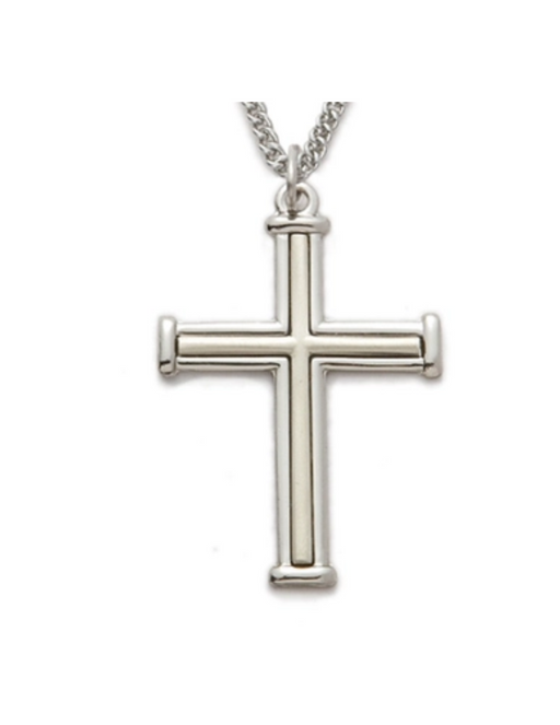 Sterling Silver Cross Pendant with 24" L Chain Cross Necklace Cross for Protection Necklace for Protection Cross Necklaces