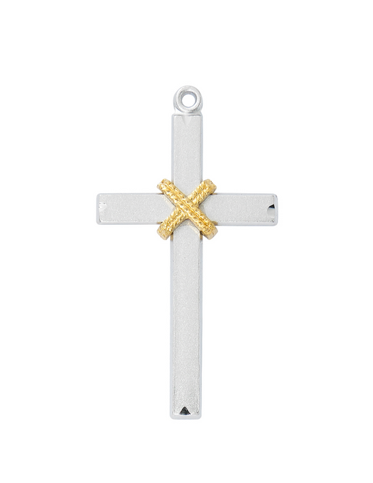 Sterling Silver Cross with Rope and 24" L Chain