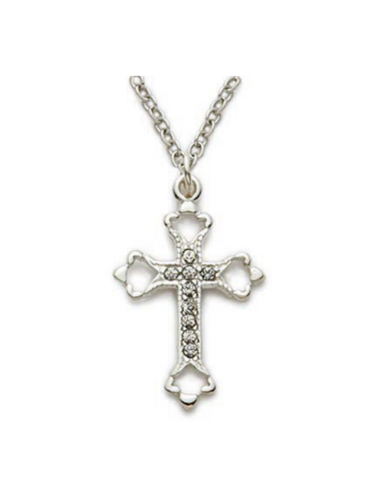 Sterling Silver Cubic Zirconia Cross with 18" L Chain Cross Necklace Cross for Protection Necklace for Protection Cross Necklaces