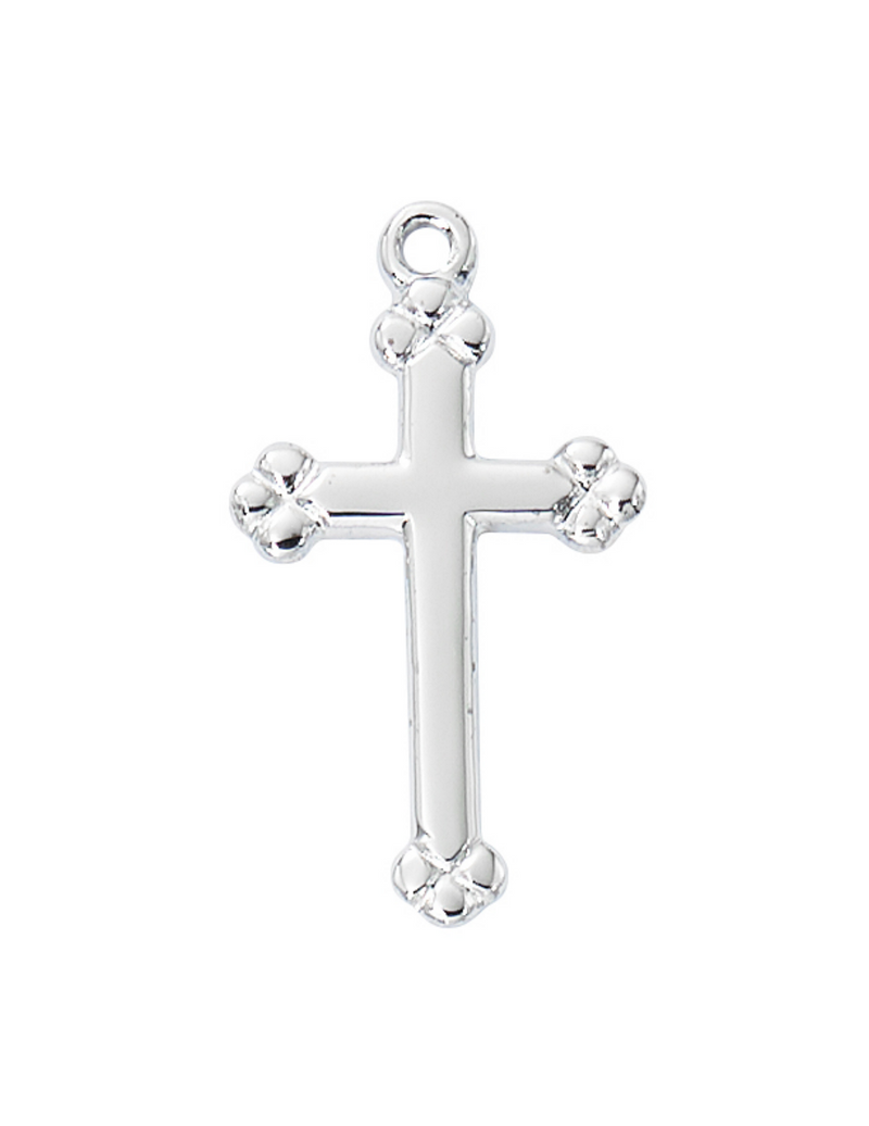 Sterling Silver Budded Cross with 18" L Chain Cross Necklace Cross for Protection Necklace for Protection Cross Necklaces
