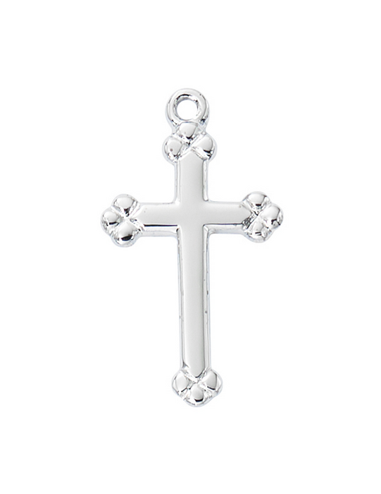 Sterling Silver Budded Cross with 18" L Chain Cross Necklace Cross for Protection Necklace for Protection Cross Necklaces