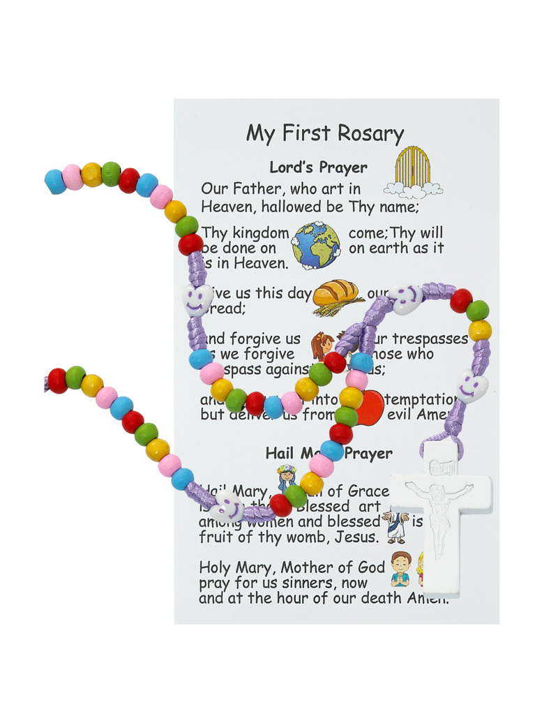 Multi-Color Beads Kiddie Rosary - Purple Corded - Bagged