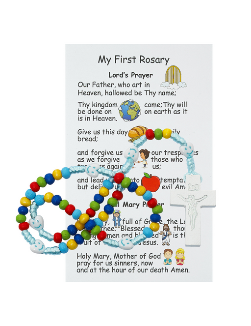 Multi-Color Beads Kiddie Rosary - Blue Corded Rosary Gifts for Catholic Gifts Catholic Presents Rosary Gifts