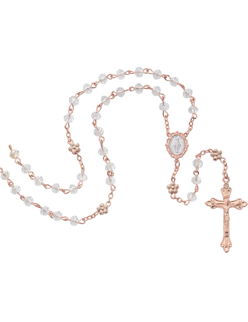 Miraculous Medal Crystal Rose Gold Rosary Rosary Gifts for Catholic Gifts Catholic Presents Rosary Gifts