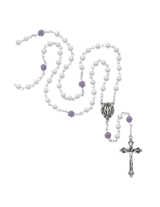 White Pearl Miraculous Medal Rosary Rosary Gifts for Catholic Gifts Catholic Presents Rosary Gifts