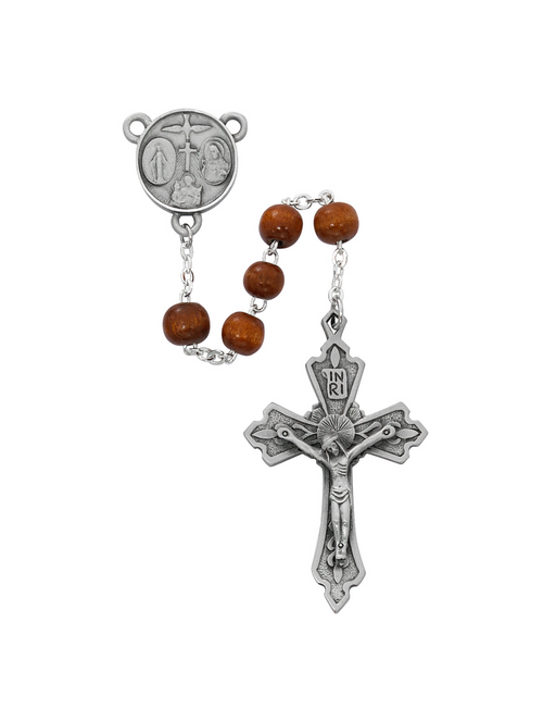 Round Brown Wood Four Way Rosary Rosary Gifts for Catholic Gifts Catholic Presents Rosary Gifts