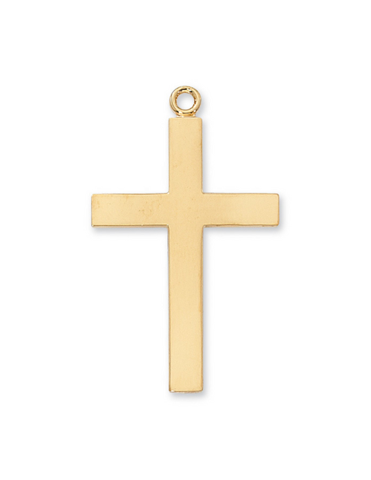 Gold over Sterling Silver Lord's Prayer Cross with 24" L Rhodium Plated Chain Cross Necklace Cross for Protection Necklace for Protection Cross Necklaces