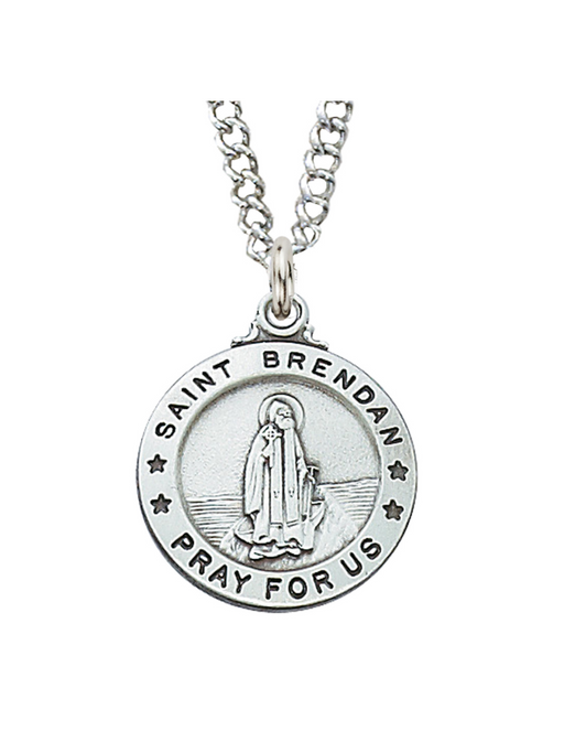 Sterling Silver St. Brendan Medal with 20" Chain Sterling Silver St. Brendan Necklace Holy Medals Holy Medal Necklace Medals for Protection Necklace for Protection