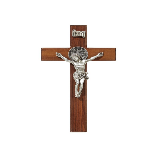 Crucifijo de madera de San Benito de 8" H