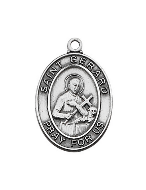 Sterling Silver St. Gerard Medal with 18" Rhodium Chain Sterling Silver St. Gerard Medal Necklace Holy Medals Holy Medal Necklace Medals for Protection Necklace for Protection