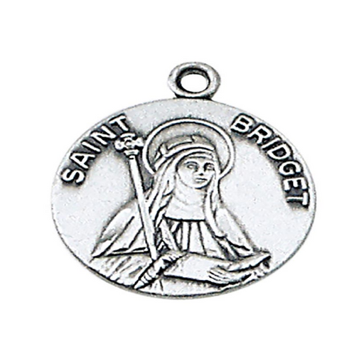 Sterling Silver St. Bridget Medal with 18" Stainless Steel Chain Holy Medals Holy Medal Necklace Medals for Protection Necklace for Protection