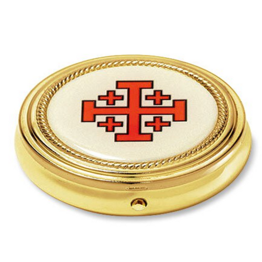 Jerusalem Cross Gold Finish Pyx - 3 Pieces Per Package Church Supply Church Goods Jerusalem Cross Pyx