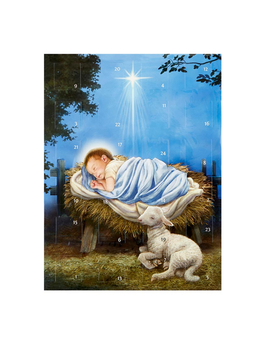 11" H Baby Jesus Advent Calendar - 12 Pieces Per Package