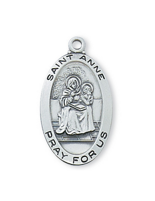 Sterling Silver St. Anne Medal w/ 18" Rhodium Chain Sterling Silver St. Anne Medal Sterling Silver St. Anne necklace