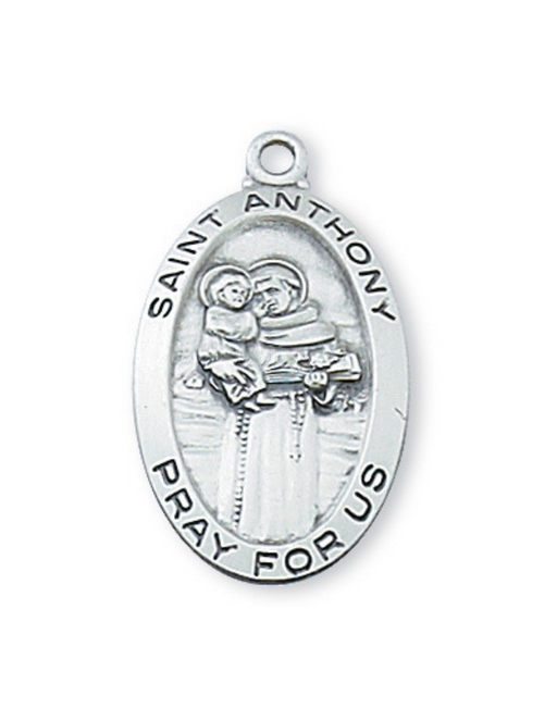 Engravable Sterling Silver St. Anthony Medal w/ 18" Rhodium Chain Engravable Sterling Silver St. Anthony Medal Engravable Sterling Silver St. Anthony Necklace