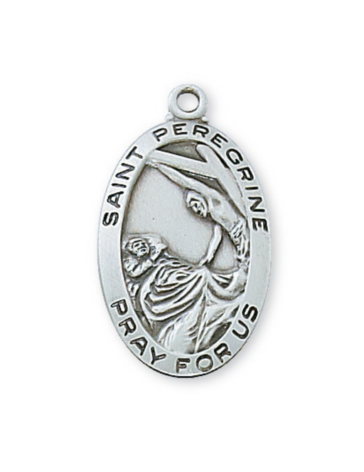 Engravable Sterling Silver St. Peregrine Medal w/ 18" Rhodium Plated Chain Engravable Sterling Silver St. Peregrine Medal Engravable Sterling Silver St. Peregrine necklace
