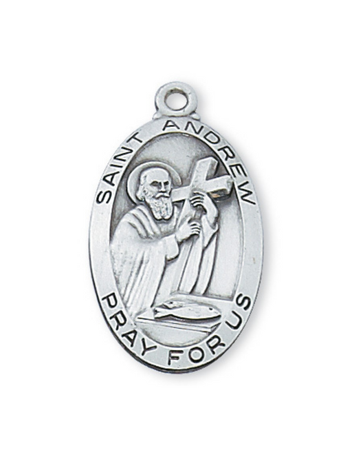 Engravable Sterling Silver St. Andrew Medal w/ 24" Rhodium Plated Chain Engravable Sterling Silver St. Andrew Medal Engravable Sterling Silver St. Andrew necklace