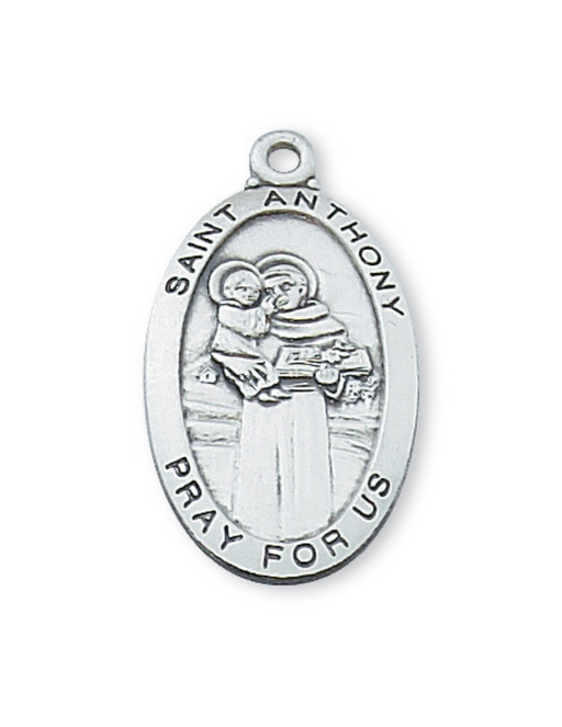Engravable Sterling Silver St. Anthony Medal w/ 24" Rhodium Plated Chain Engravable Sterling Silver St. Anthony Medal Engravable Sterling Silver St. Anthony necklace
