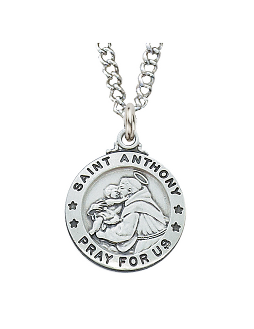 Engravable Sterling Silver St. Anthony Medal w/ 20" Rhodium Chain Engravable Sterling Silver St. Anthony Medal Engravable Sterling Silver St. Anthony Necklace