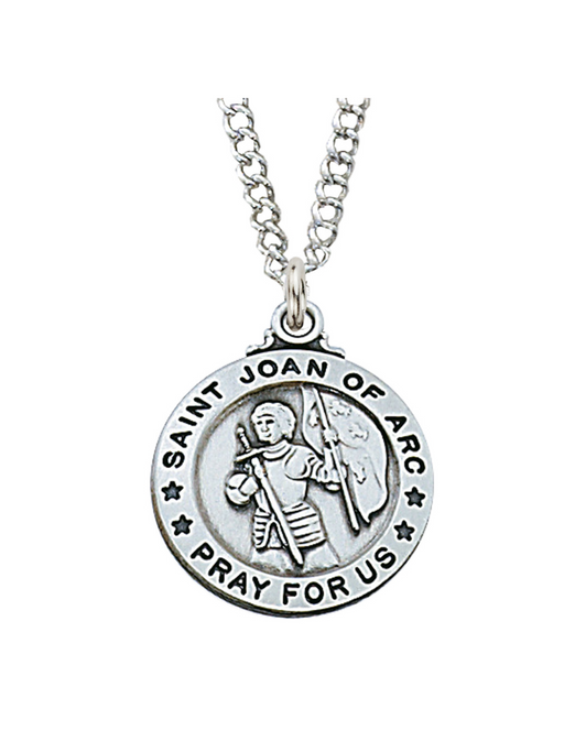 Engravable Sterling Silver St. Joan of Arc Medal w/ 20" Rhodium Chain Engravable Sterling Silver St. Joan of Arc Medal Engravable Sterling Silver St. Joan of Arc Necklace