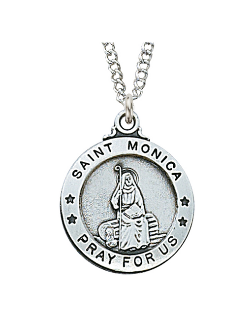 Sterling Silver St. Monica Medal w/ 20" Rhodium Chain Sterling Silver St. Monica Medal Sterling Silver St. Monica Necklace