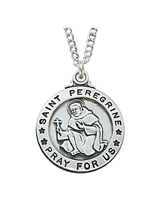 Engravable Sterling Silver St. Peregrine Medal w/ 20" Rhodium Chain Engravable Sterling Silver St. Peregrine Medal Engravable Sterling Silver St. Peregrine necklace