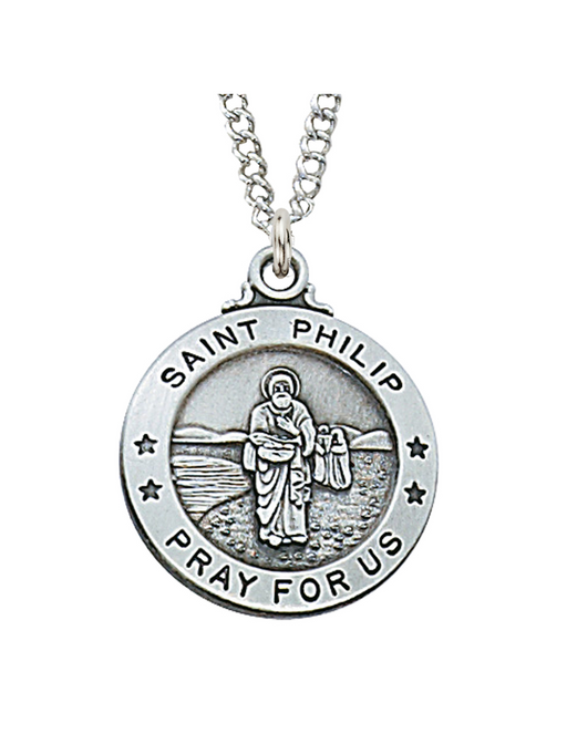 Engravable Sterling Silver St. Philip Medal w/ 20" Rhodium Chain Engravable Sterling Silver St. Philip Medal Engravable Sterling Silver St. Philip necklace