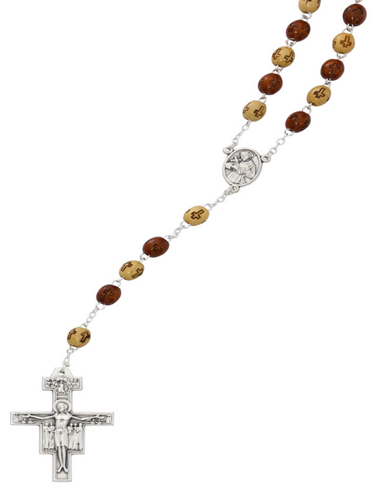 Olive Wood Tau Rosary