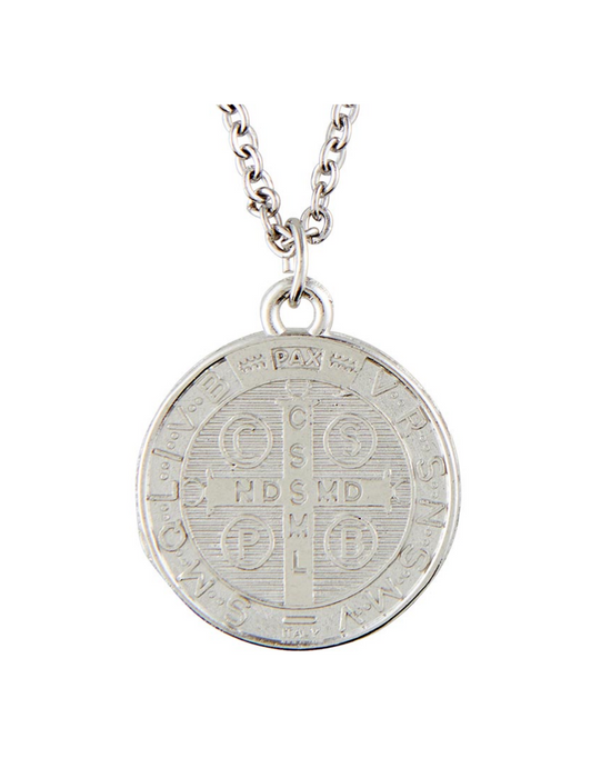 St Benedict Medal with 18" L Stainless Steel Chain - 12 Pieces Per Package Catholic Gifts Catholic Presents Gifts for all occassion